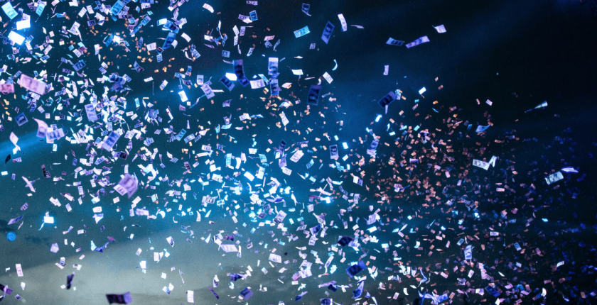 Event Work image of a concert with blue and purple lights